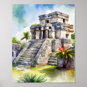 Poster Tulum Mexico Watercolor