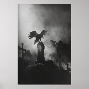 Poster Túmulo do Cemitério Moody Pintura de Corvo, Escuro