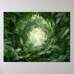 Poster Túnel Botânico Esmeralda Cartaz Tropical