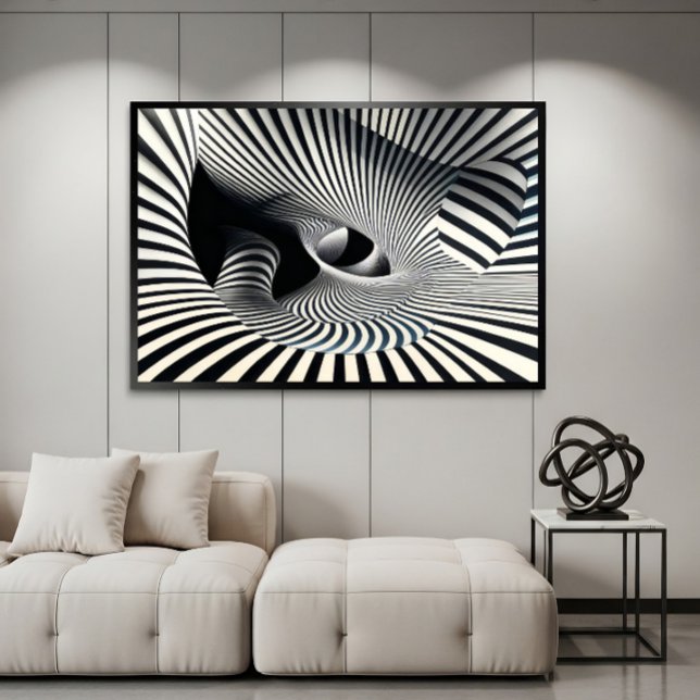 Poster Túnel de Ilusão Óptica Preto e Branco Hipnótico (Criador carregado)