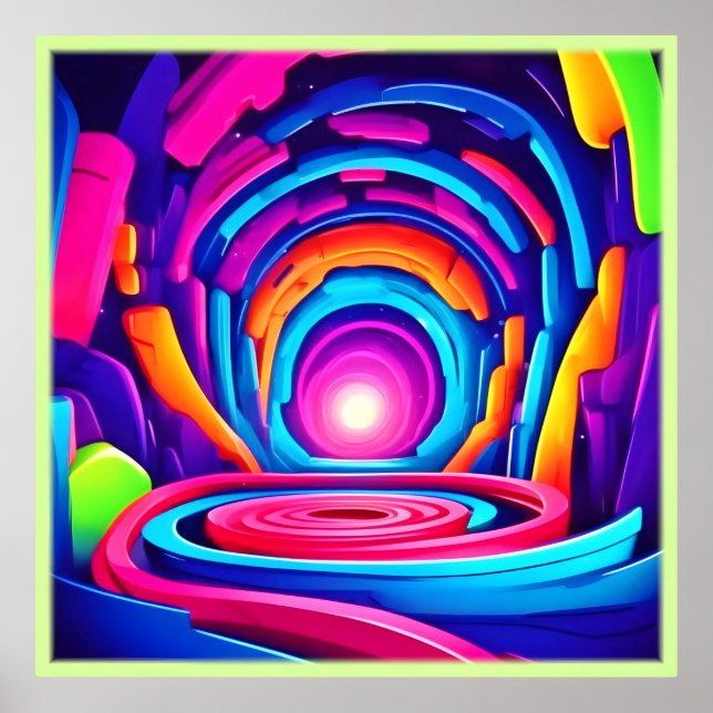 Poster Túnel geométrico de Neon Art, Design (Frente)