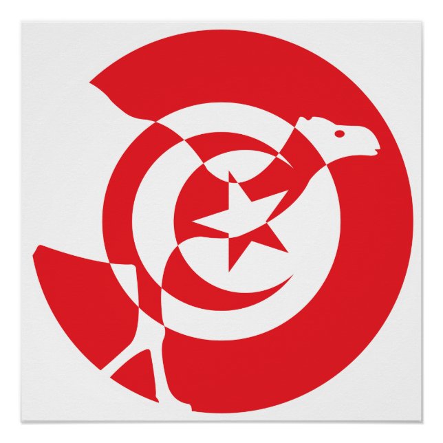 Pôster Tunísia: Bandeira Nacional Tunisina (Frente)