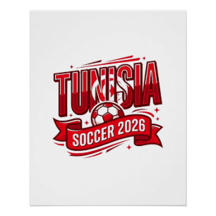 Pôster Tunísia Futebol 2026 Futebol Negrito País Tipograf