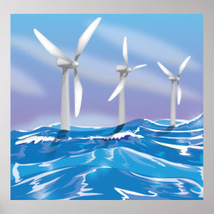 Pôster Turbinas das energias eólicas do mar