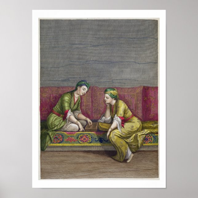 Poster Turcas Meninas, jogando Mangala, século 18 (passag (Frente)