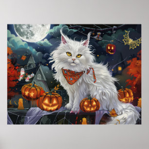 Poster Turco Angora Cat Halloween Spooky