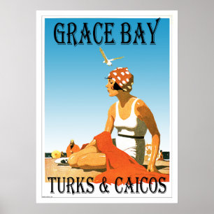 Pôster Turcos & Caicos da baía da benevolência retros