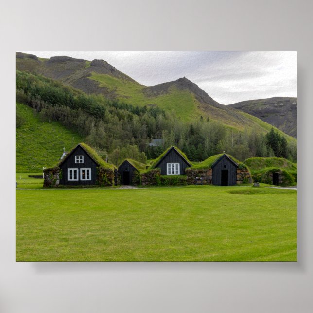 Poster Turf houses in Iceland (Frente)