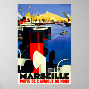 Poster Turismo Art Déco Viagens MARSEILLE FRANÇA -Novo