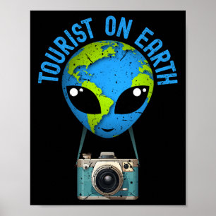 Poster Turista Turístico Na Terra, Alienígena, Favor Do D