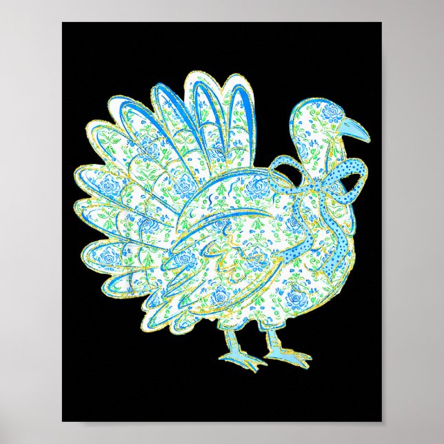 Poster Turkey Chinoiserie Floral Coquette Bow Gobble Than (Frente)
