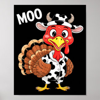 Poster Turkey Moo Shirt Adult Men Women Kids Funny Thanks