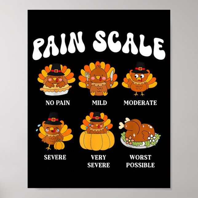 Poster Turkey Pain Scale Funny Thanksgiving Nurse  (Frente)