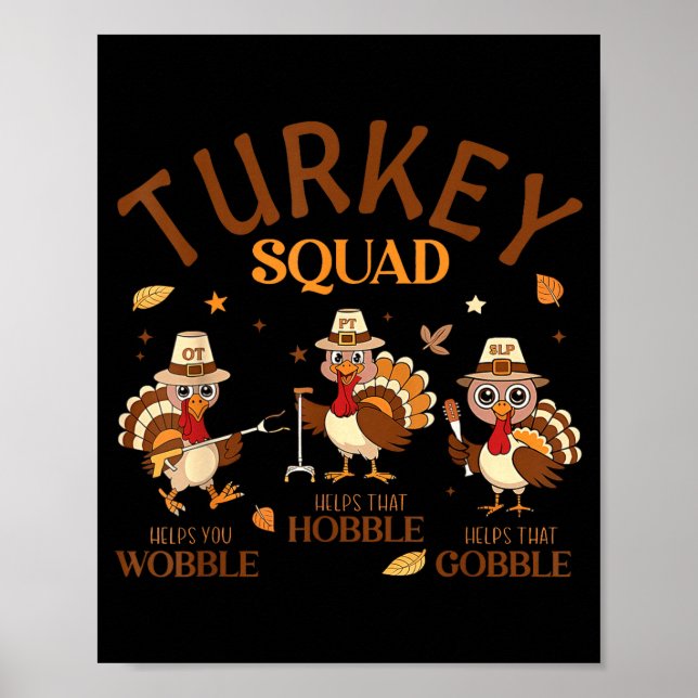 Poster Turkey Squad Ot Pt Slp Occupational Therapy Thanks (Frente)