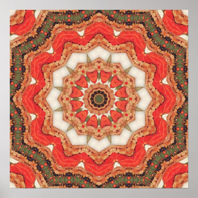 Poster Turkish Red Mandala Four (Frente)
