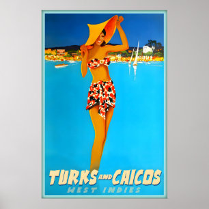 Poster Turks e Caicos Índias Ocidentais Caribe Tropical