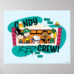 Poster Turma do Amendoim Equipe de Doces Halloween