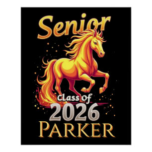 Pôster Turma Senior 2026 Cavalo de Fogo Personalizado Glo