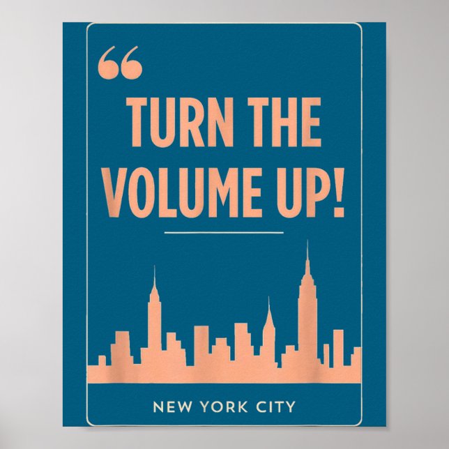 Poster Turn The Volume Up Nyc Skyline Zohran Mamdani For  (Frente)