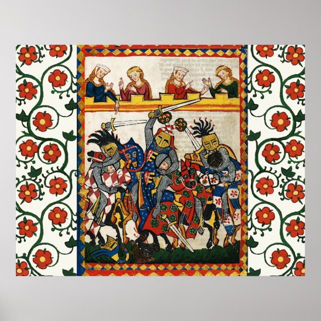 PÔSTER TURNAÇÃO MEDIEVAL, LUTA CONTRA KNIGHTS E DAMSELS (Frente)