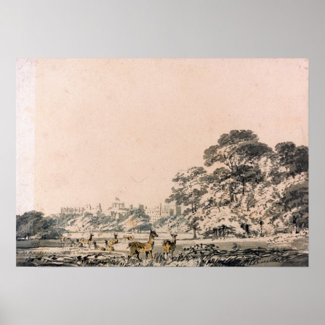 Poster Turner - Castelo e Parque de Windsor com Veados (Frente)