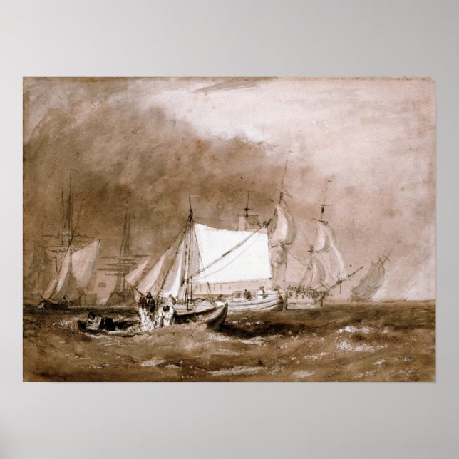 Poster Turner - Cena de Navegação com Pescadores (Frente)