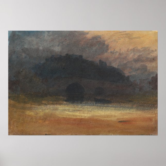 Poster Turner - Paisagem Noturna Com Castelo e Ponte (Frente)
