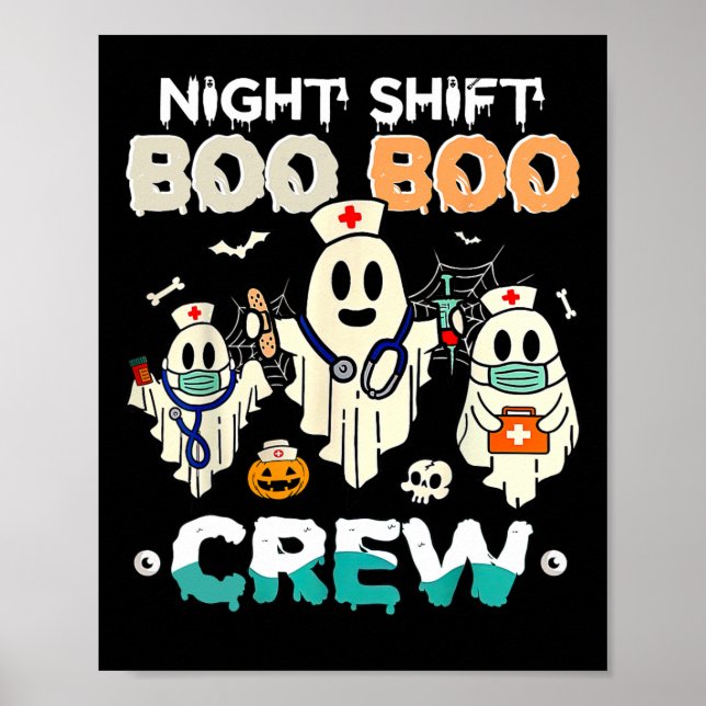 Poster Turno Boo Crew Enfermeira Ghost Halloween Enfermei (Frente)