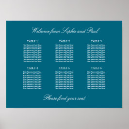 Poster Turquesa 6 Gráfico de Mesa de Casamento de Casamen