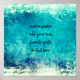 Poster turquesa adicione uma citação pintada design 