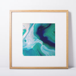 Pôster Turquesa Azul Rochedos Marble Abstrato Art