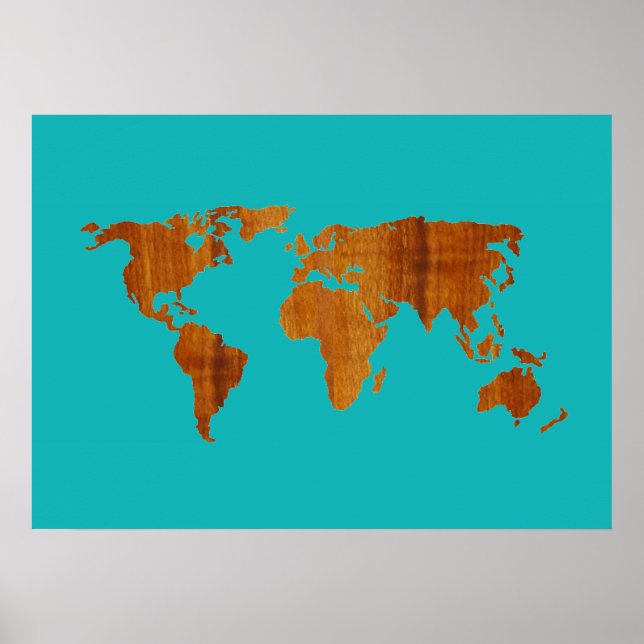 Poster Turquesa do mapa da madeira (Frente)