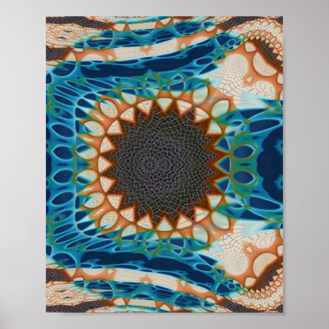 Poster Turquesa Dourada Sun Sudoeste Arte (Frente)