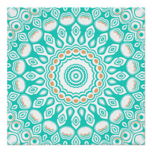 Pôster Turquesa e Beige Coastal Mandala Design