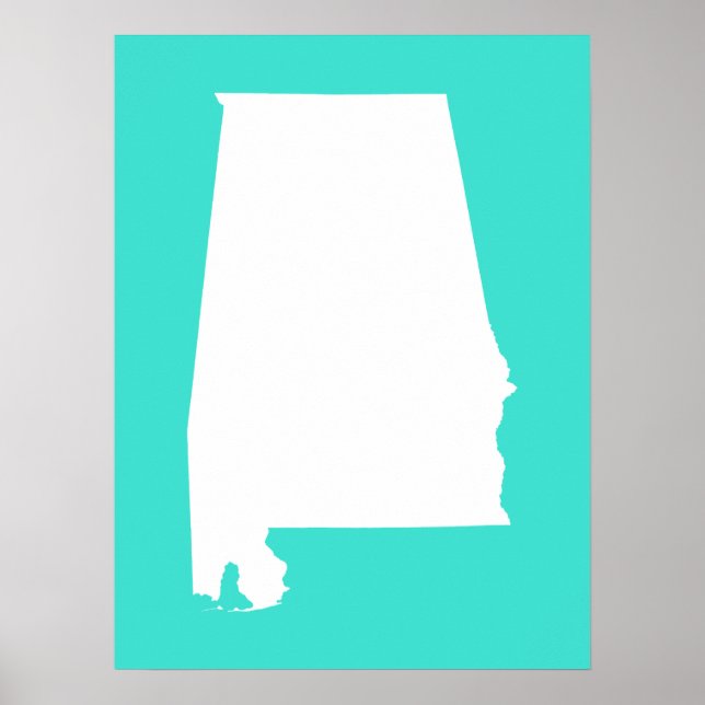 Poster Turquesa e Branco Alabama (Frente)