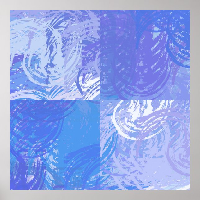 Poster Turquesa e roxa com abstrato (Frente)