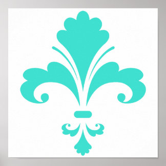 Poster Turquesa, Fleur-de-lis azul-verde
