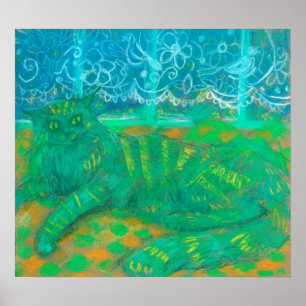 Poster Turquesa Gato Pintel Pintel Pintel Retrato Animal