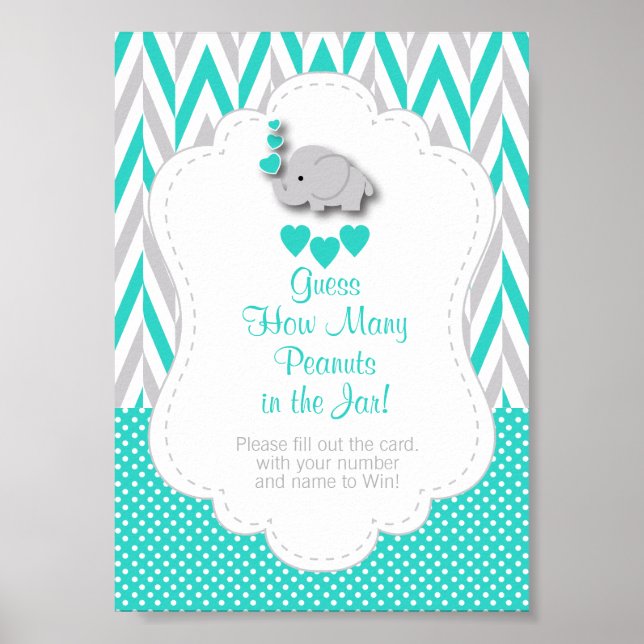 Poster Turquesa, Instrução de Jogo Elefante de Cinza Bran (Frente)