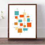 Poster Turquesa Laranja Meio século Moderno<br><div class="desc">Este fabuloso meio século de poster moderno apresenta quadrados,  retângulos e linhas nas cores azul-turquesa,  dois tons de laranja,  creme e preto.</div>