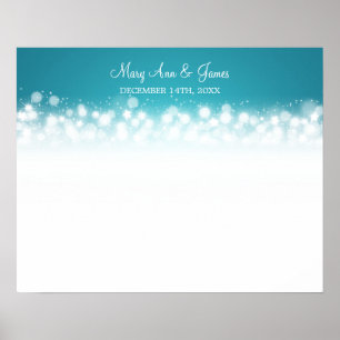 Poster Turquesa Magic Sparkle do Casamento Guestbook