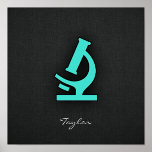 Poster Turquesa; Microscópio Verde Azul