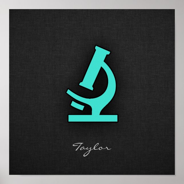 Poster Turquesa; Microscópio Verde Azul (Frente)