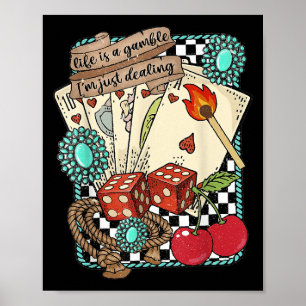Poster Turquesa Retro Ocidental Velho Oeste Cowboy Cowgir