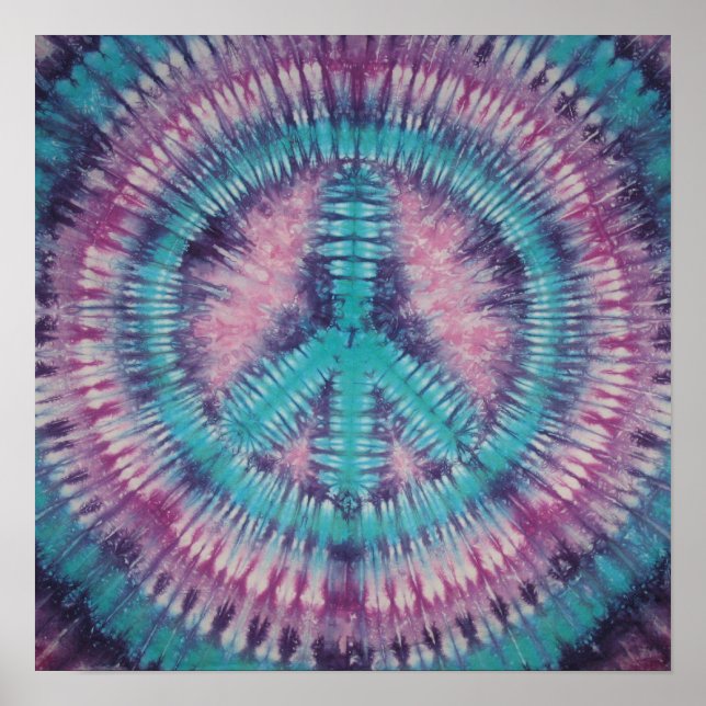 Pôster Turquesa - Sinal de Paz Tie Dye (Frente)