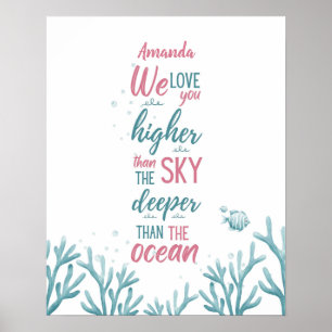 Poster Turquesa Verde Profunda Amor Personalizável
