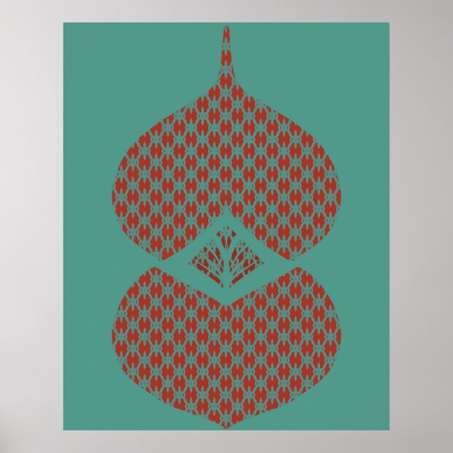 Poster Turquesa Vermelha Geométrica do meio século (Frente)