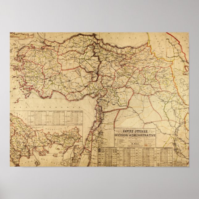 Poster Turquia, Império OtomanoMapa PanorâmicoTurquia (Frente)