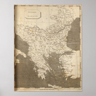 Pôster Turquia no mapa de Europa por Arrowsmith