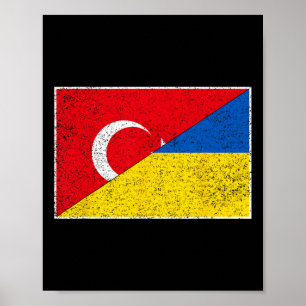 Poster Turquia Ucrânia Bandeira Turquia Turca Ucraniana N